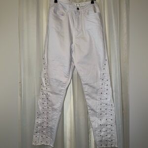 Venus White Jeans Fringe Crystal Studs Size 12